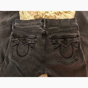 True Religion Halle Mid Rise Super Skinny Black Denim Jean